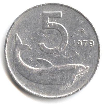 Италия 5 лир 1979 год Дельфин