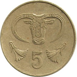 Кипр 5 центов 1983 год - Голова быка