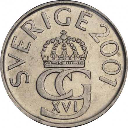 Швеция 5 крон 2001 год - Король Карл XVI Густав