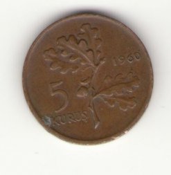 Турция 5 куруш 1960 год