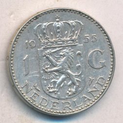 Нидерланды 1 гульден 1955 год - Королева Юлиана