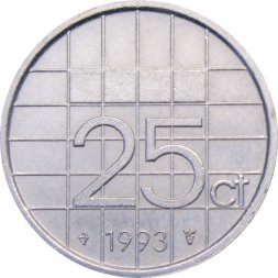 Нидерланды 25 центов 1993 год - Королева Беатрикс