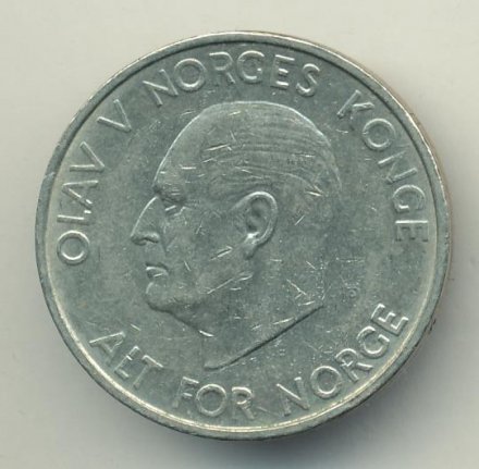 Норвегия 5 крон 1970 год - Король Улаф V