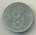 Норвегия 5 крон 1970 год - Король Улаф V