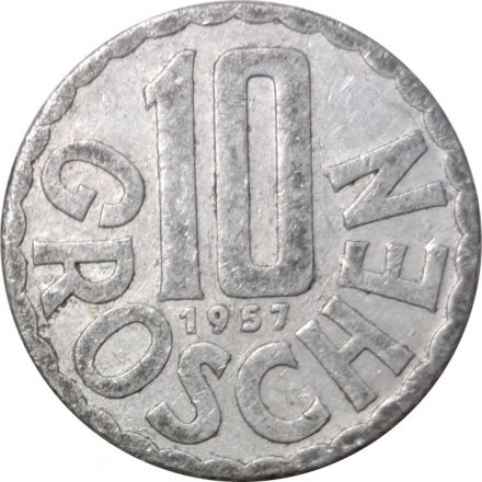 Австрия 10 грошей 1957 год