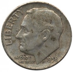 США 1 дайм (10 центов) 1956 год - Рузвельт (D)