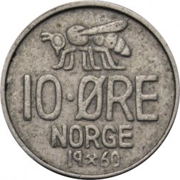 Норвегия 10 эре 1960 год