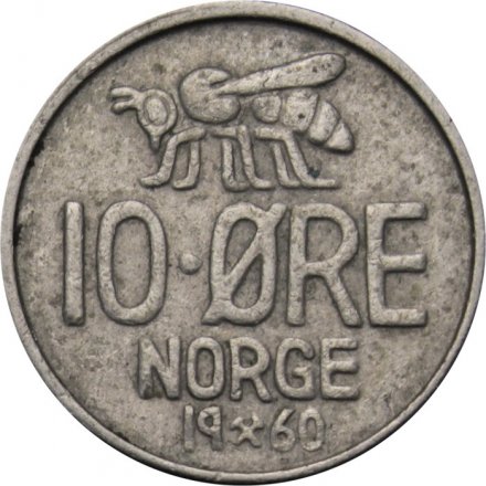 Норвегия 10 эре 1960 год