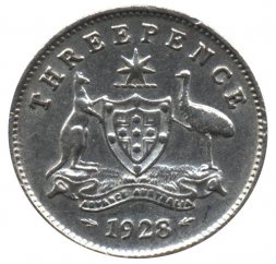 Австралия 3 пенса 1928 год