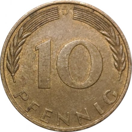 ФРГ 10 пфеннигов 1969 год - D