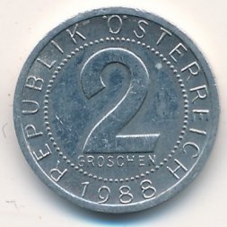 Австрия 2 гроша 1988 год