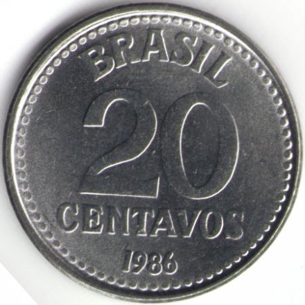 Бразилия 20 сентаво 1986 год