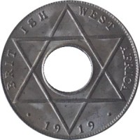Британская Западная Африка 1/10 пенни 1919 год - Отметка МД: "H"