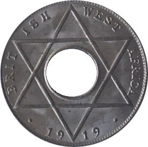 Британская Западная Африка 1/10 пенни 1919 год - Отметка МД: &quot;H&quot;