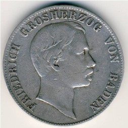 Монета Баден 1 талер 1864 год