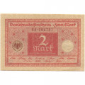 Веймарская Республика 2 марки 1920 год - красная печать - aUNC