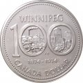 Канада 1 доллар 1974 год - 100 лет городу Виннипег (серебро)