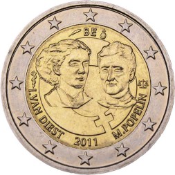 Бельгия 2 евро 2011 год - 100 лет Международному женскому дню