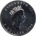 Канада 5 долларов 1994 год - Кленовый лист (без отметки)