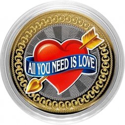 All you need is love (цветная) - Гравированная монета 10 рублей 2016 год