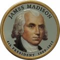 США 1 доллар 2007 год (D) - 4-ый Президент США - Джеймс Мэдисон (цветная эмаль)