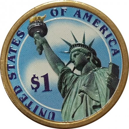 США 1 доллар 2007 год (D) - 4-ый Президент США - Джеймс Мэдисон (цветная эмаль)