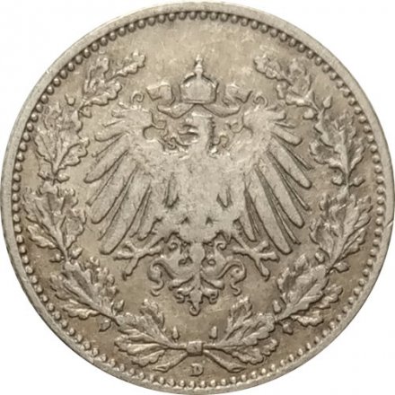 Германия 1/2 марки 1906 год (D)