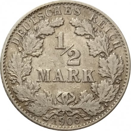 Германия 1/2 марки 1906 год (D)