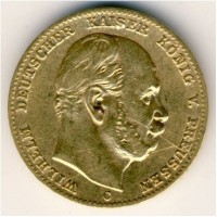 Монета Пруссия 10 марок 1875 год