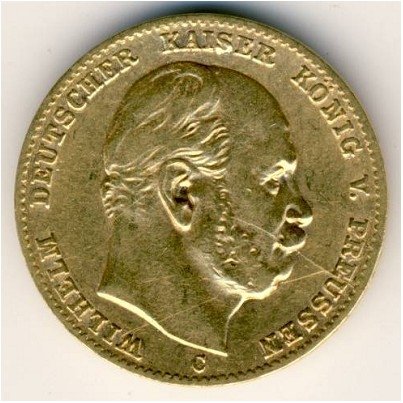 Пруссия 10 марок 1875 год