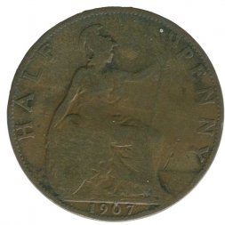 Великобритания 1/2 пенни 1907 год