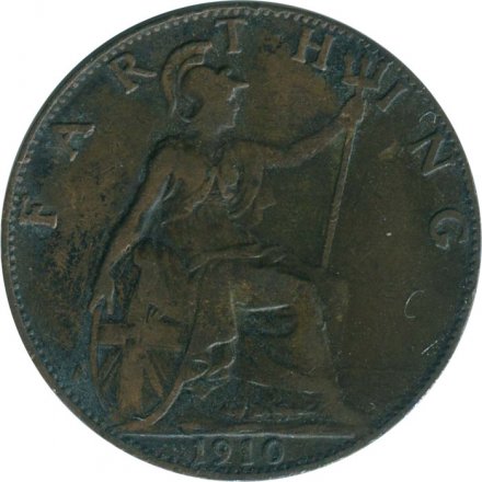 Великобритания 1 фартинг 1910 год - Король Эдуард VII