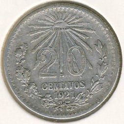 Мексика 20 сентаво 1921 год