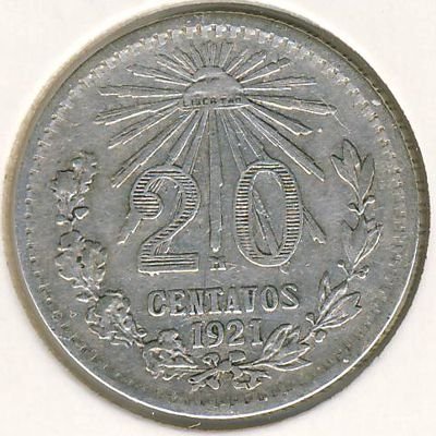 Мексика 20 сентаво 1921 год