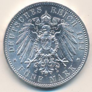Саксония 5 марок 1914 год