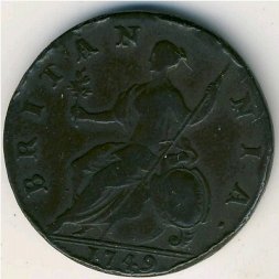 Великобритания 1/2 пенни 1749 год