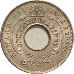 Британская Западная Африка 1/10 пенни 1908 год (Медно-никелевый сплав, вес 1.9 г.)