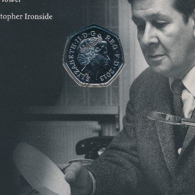 Великобритания 50 пенсов 2013 год - 100 лет со дня рождения Кристофера Айронсайда (в буклете)
