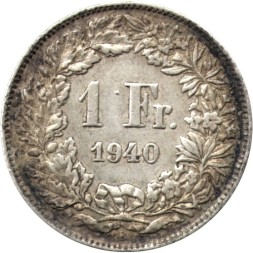Швейцария 1 франк 1940 год