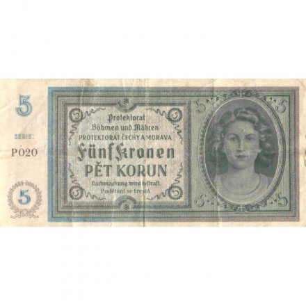Богемия и Моравия 5 крон 1940 год (немецкая оккупация) - F