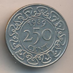Монета Суринам 250 центов 1989 год