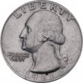 США 25 центов (1/4 доллара) 1966 год - Джордж Вашингтон (без отметки МД)