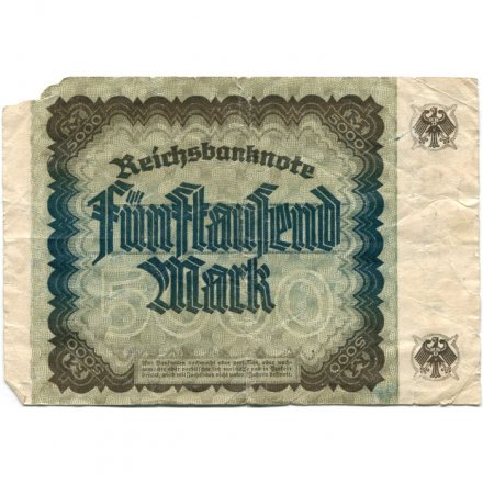 Веймарская Республика 5000 марок 1922 год - VG