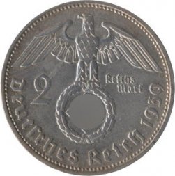 Третий Рейх 2 рейхсмарки 1939 год (F)