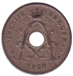 Бельгия 10 сантимов 1920 год KONINGRIJK BELGIE