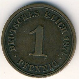 Германия 1 пфенниг 1874 год (A)
