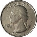 США 25 центов (1/4 доллара) 1989 год - Джордж Вашингтон (P)