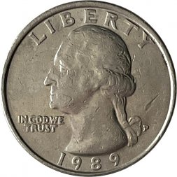 США 25 центов (1/4 доллара) 1989 год - Джордж Вашингтон (P)