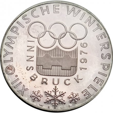 Австрия 100 шиллингов 1974 год - XII зимние Олимпийские Игры, Инсбрук 1976. Олимпийская эмблема