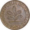 ФРГ 10 пфеннигов 1980 год (D)
